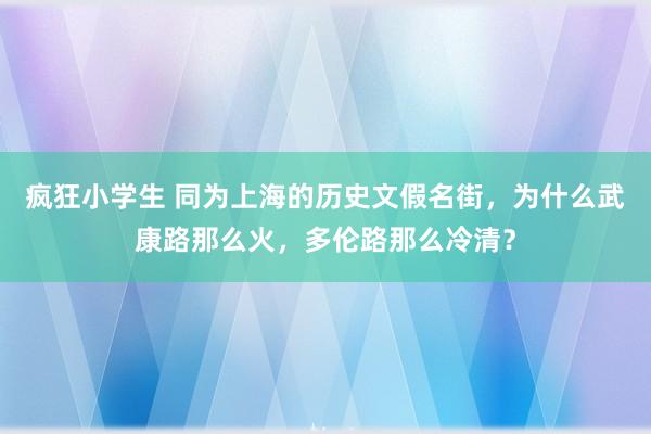 疯狂小学生 同为上海的历史文假名街，为什么武康路那么火，多伦路那么冷清？