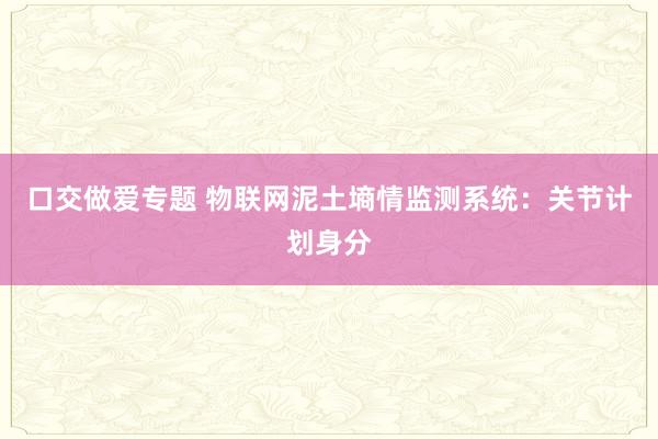 口交做爱专题 物联网泥土墒情监测系统：关节计划身分