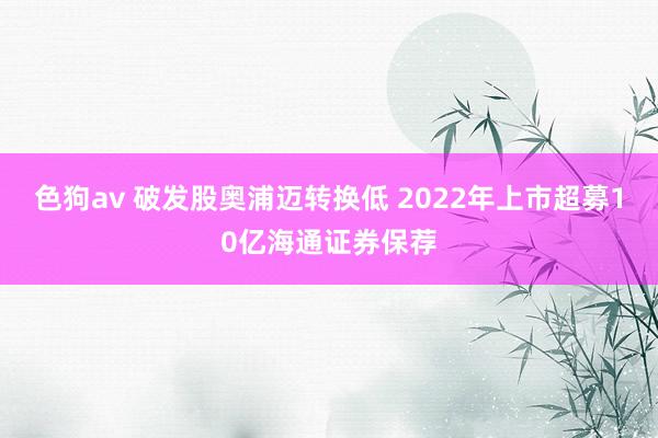 色狗av 破发股奥浦迈转换低 2022年上市超募10亿海通证券保荐