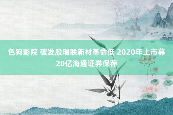 色狗影院 破发股瑞联新材革命低 2020年上市募20亿海通证券保荐