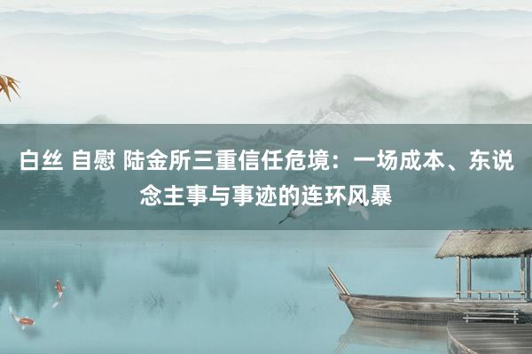 白丝 自慰 陆金所三重信任危境：一场成本、东说念主事与事迹的连环风暴